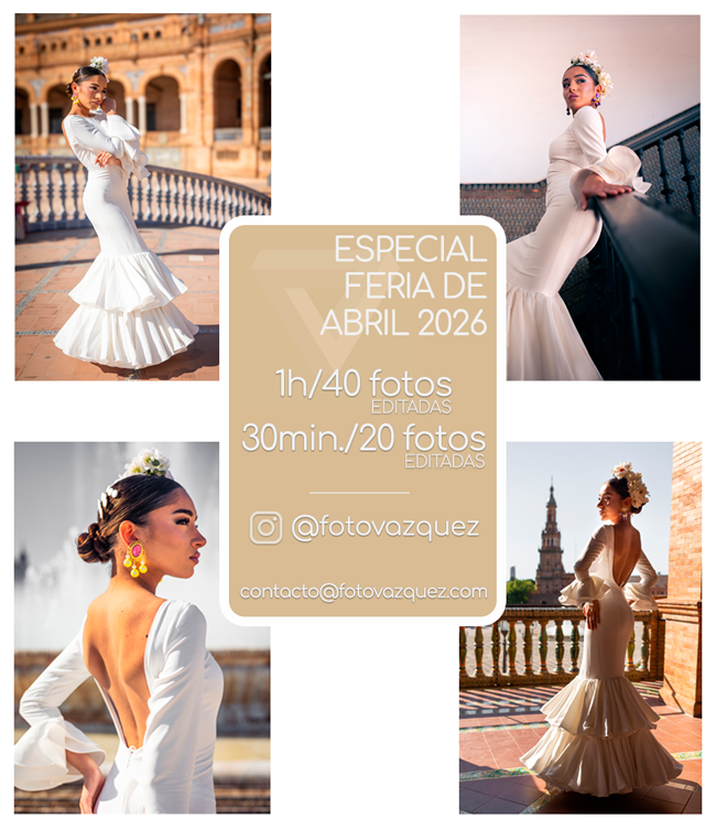 Promoción de sesiones de flamencas para la Feria de Abril de Sevilla 2026.