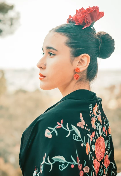 Angela Moreno en una sesión flamenca